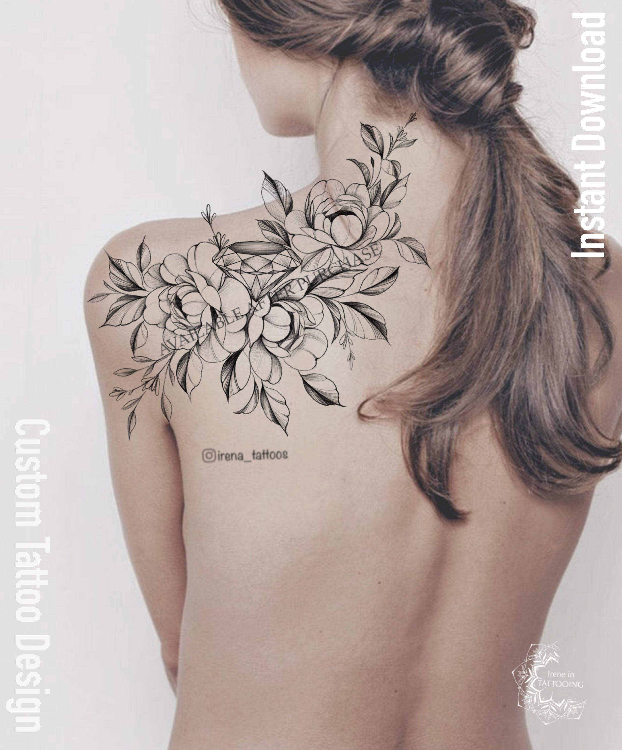 Small Peony Tattoos with Fine Lines