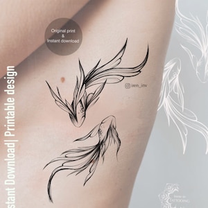 Fish Tattoo Design | Instant download | Original work | Printable Design | Stencil tattoo