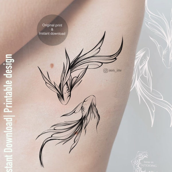 Fish Tattoo Design | Instant download | Original work | Printable Design | Stencil tattoo