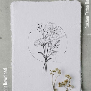 Daisy flower | Tattoo design | Printable stencil | Instant download | Custom tattoo design