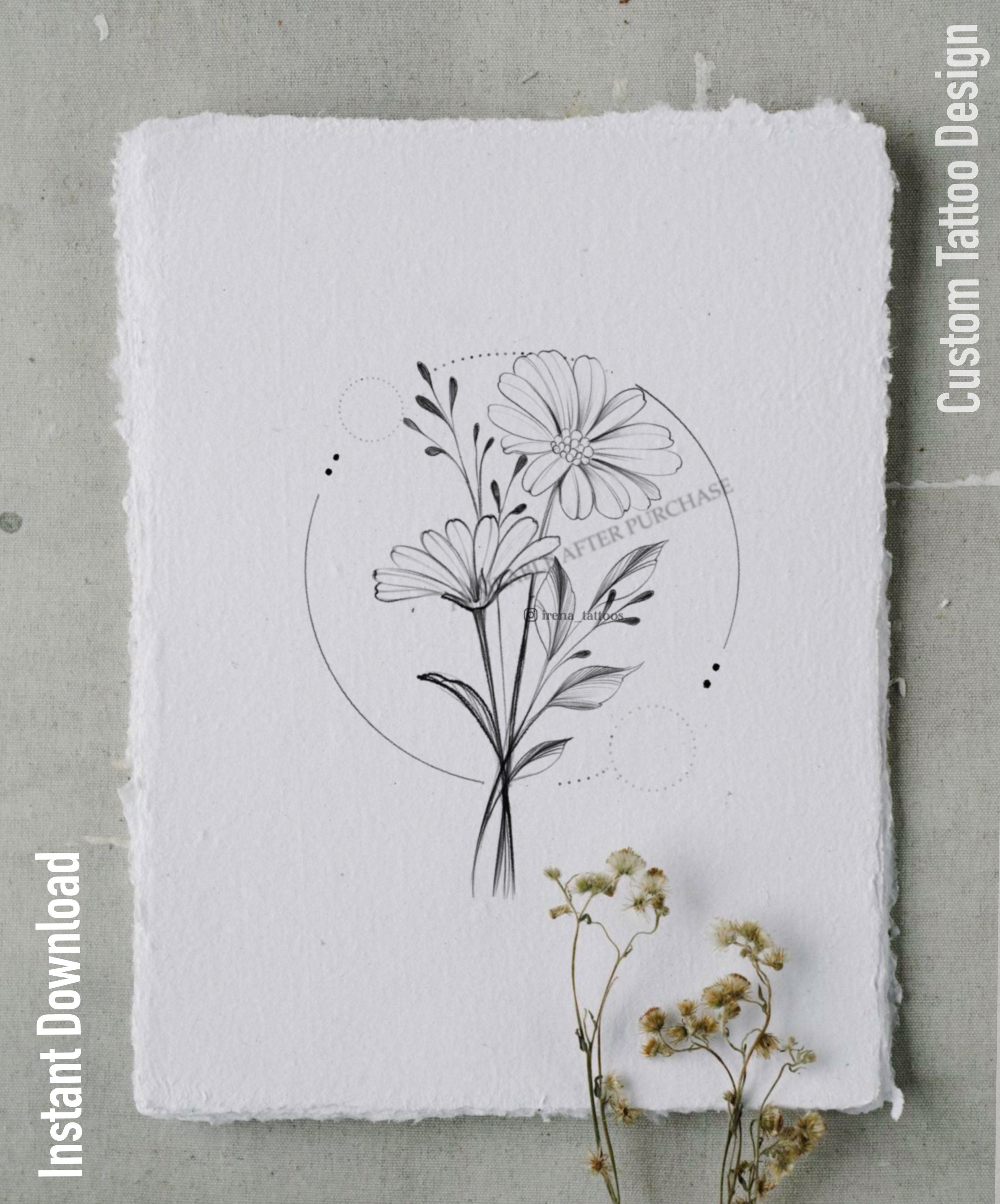 Buy Daisy Flower Tattoo Design Printable Stencil Instant Online in India   Etsy