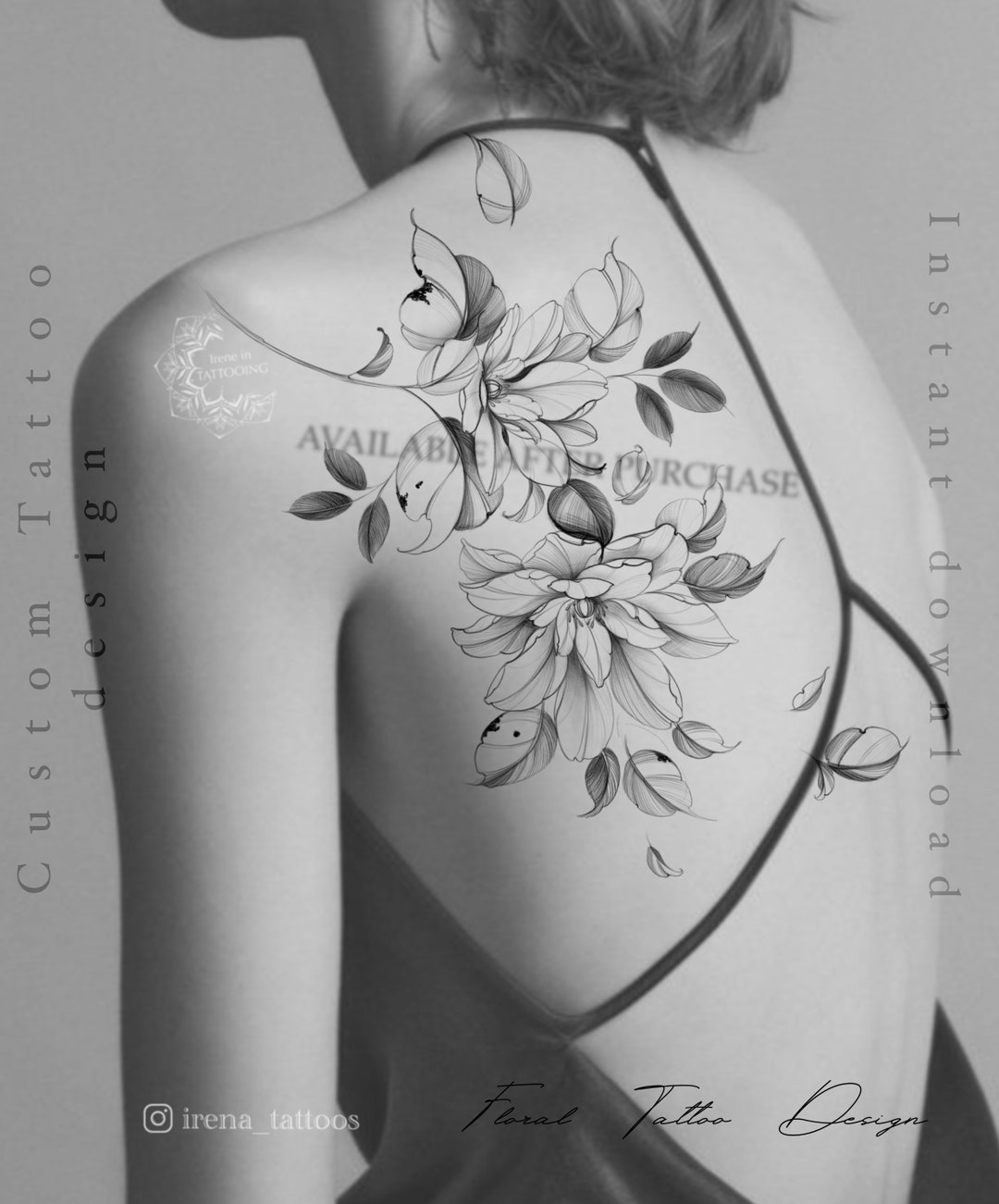 Magnolia Flowers Tattoo Design | Instant Download | Printable Stencil ...