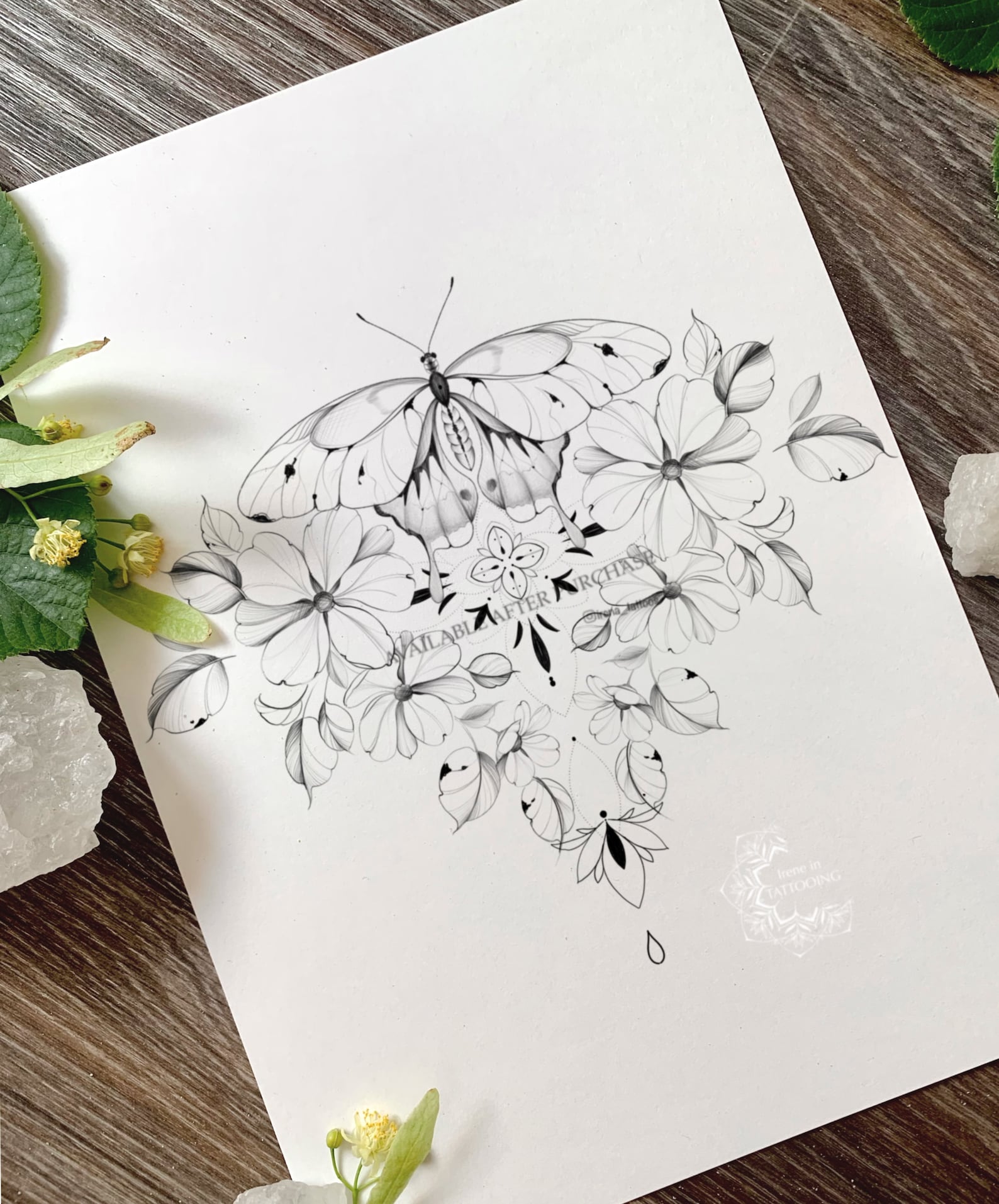 Butterfly Tattoo Design Printable Stencil Instant Download - Etsy