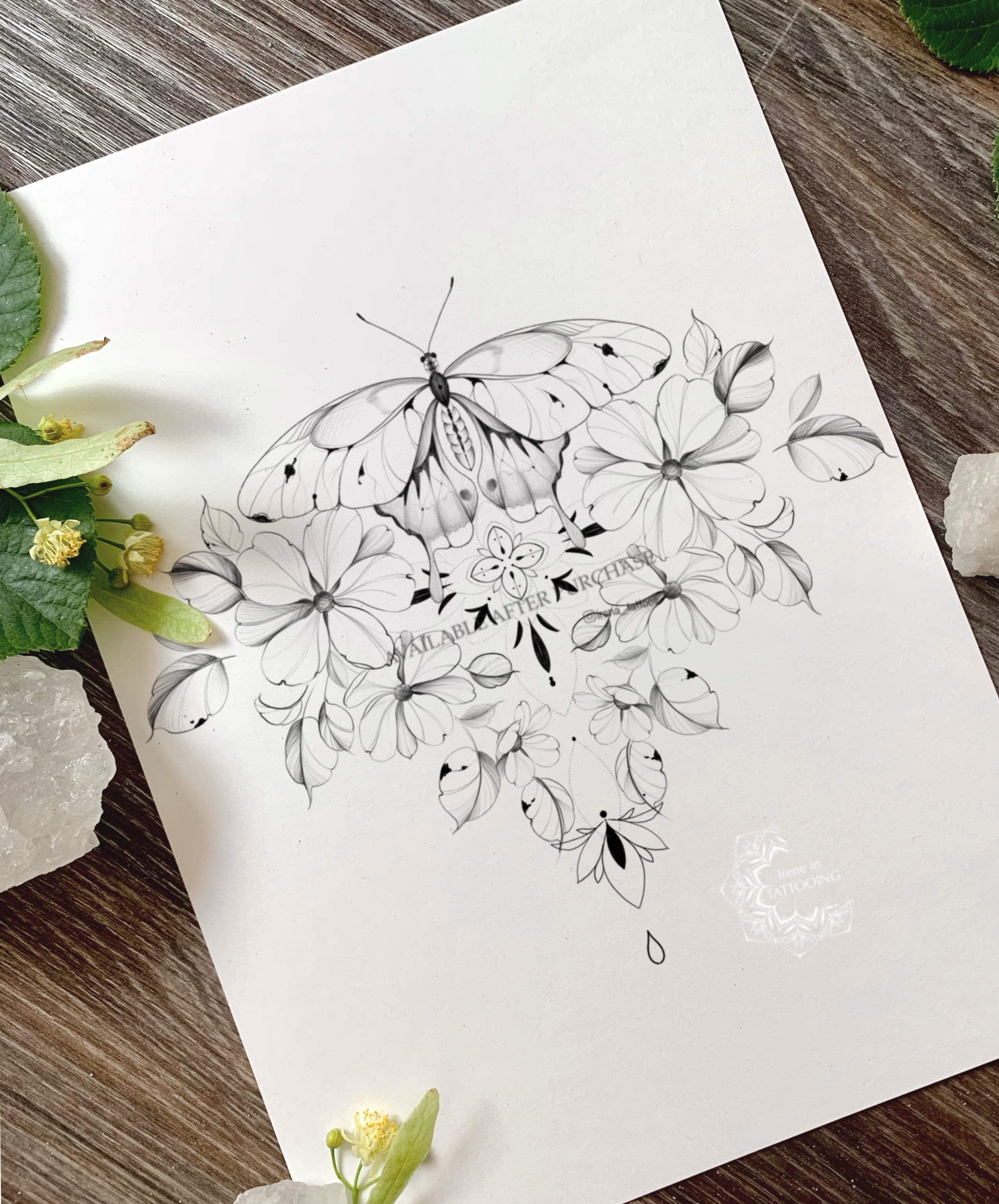 Butterfly Tattoo Design Printable Stencil Instant Download - Etsy