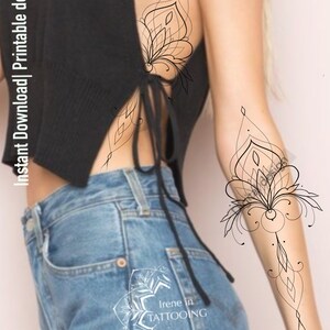 Tattoo design | Lotus ornament | Instant download | Ornamental drawing for women