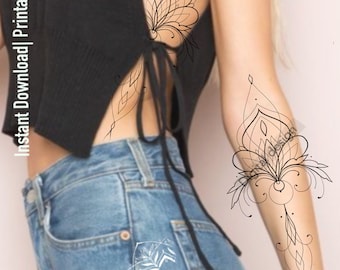 Tattoo design | Lotus ornament | Instant download | Ornamental drawing for women