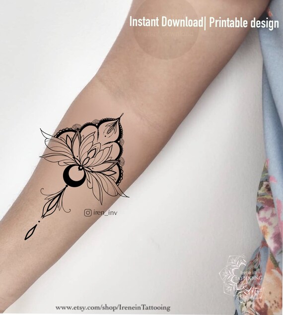 Instant Download Lotus Tattoo Design Original Print | Etsy