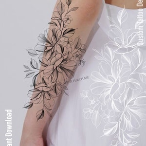 Magnolia Tattoo Design Instant Download Printable Stencil Original Art ...