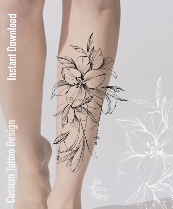 Tattoo Design Lily Flowers Instant Download Original - Etsy Tattoo Design Lily Flowers Instant Download Original - Etsy