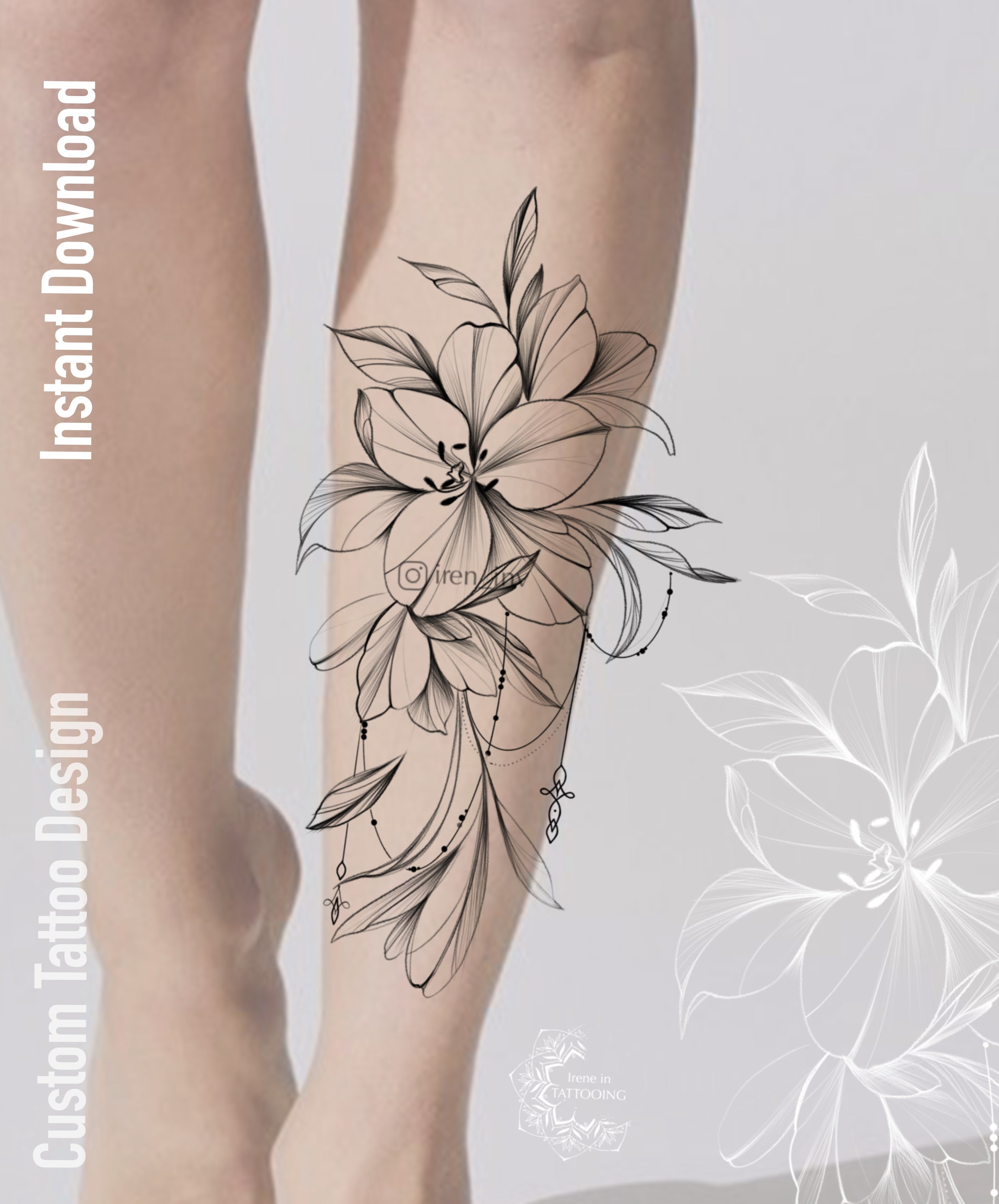 Tatoeageontwerp | Leliebloemen | Direct downloaden | Originele ..., حجم الصورة 2465x2970