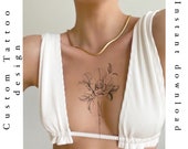 Love Floral Tattoo Design | Printable Stencil (Instant Download)