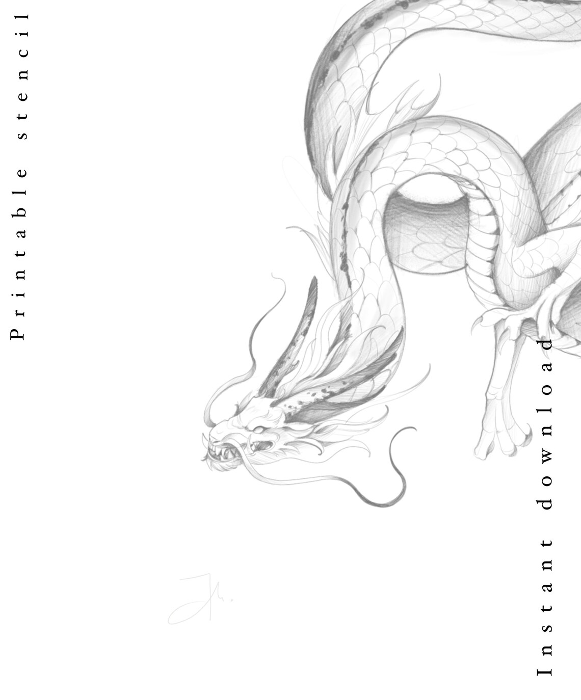 Dragon Tattoo Design Instant Download Printable Stencil - Etsy