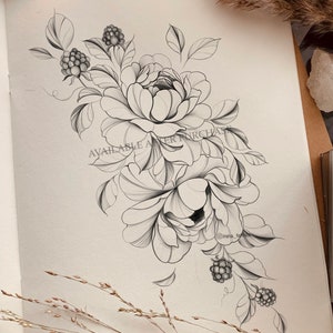 Raspberries Tattoo Design Instant Download Printable Stencil Original ...