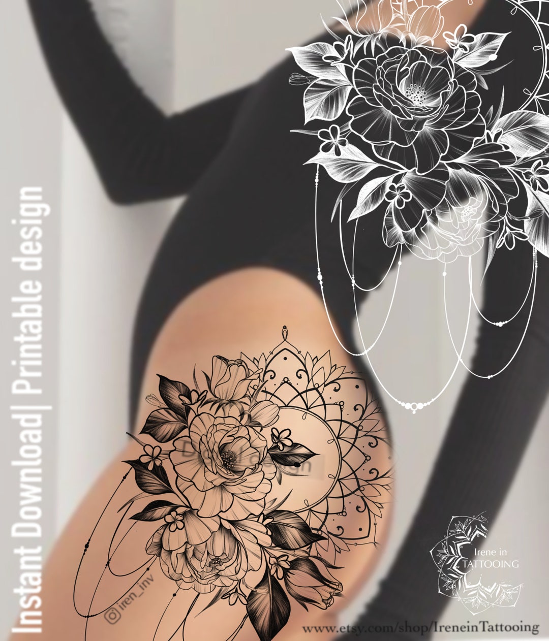 【ameri】MEDI FLOWER TATTOO SHEER TOP F Ameri（アメリ）の「MEDI FLOWER TATTOO SHEER TOP（Tシャツ