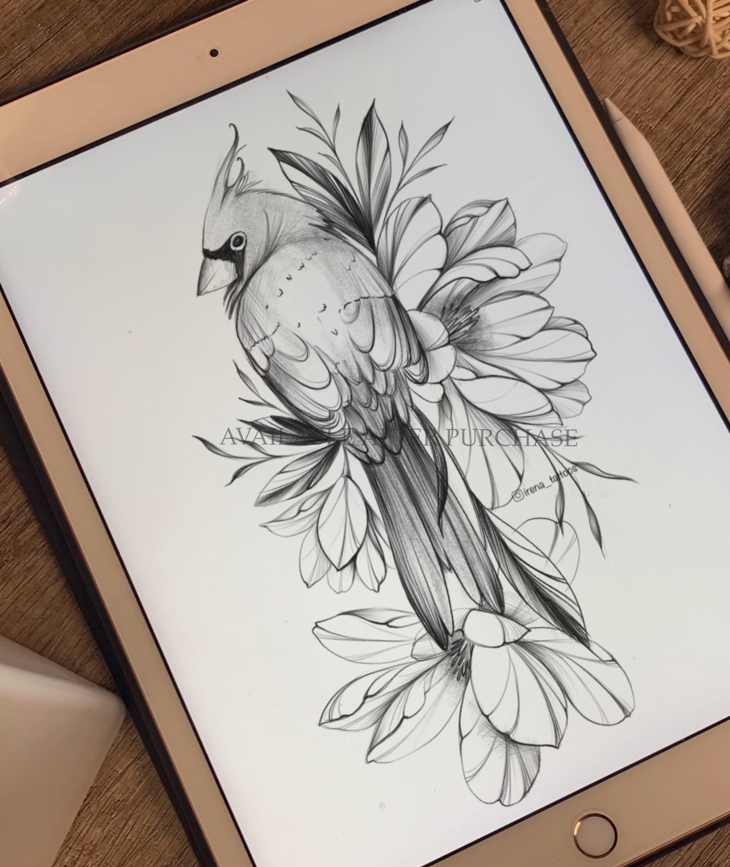 Bird Tattoo Design Original Print Printable Stencil - Etsy Israel