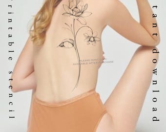 Lotus and Narcissus Birth Flower Tattoo Design (Digital Download)
