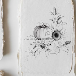 Tattoo Design | Pumpkin sunflower tattoo | Printable stencil | Original art | Instant download