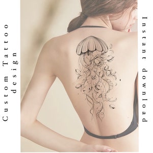 Qualle Tattoo Design | Druckbare Schablone | Sofortiger Download | Customtattoo Design