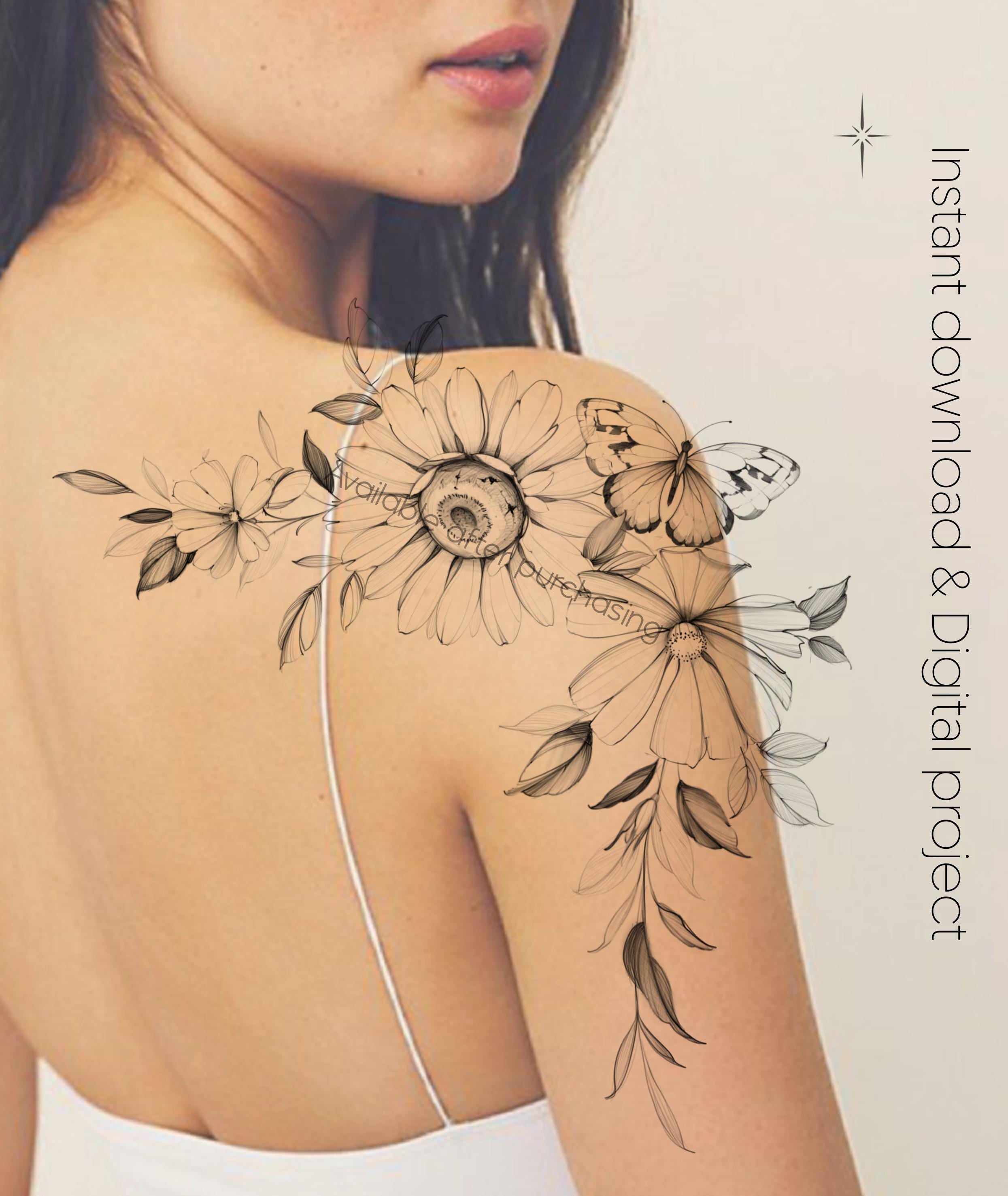Sunflower Tattoo on Shoulder - A Bold, Bright Choice