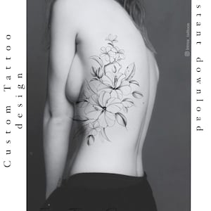 Hibiscus  with plumeria flower | Tattoo design | Instant download | Printable stencil