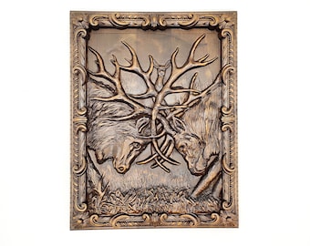 Wooden Carved Deer, Deer sculpture, Carver wall art deer, Wooden deer, folk art, Home decor wall art deears, Wooden deers Decoration