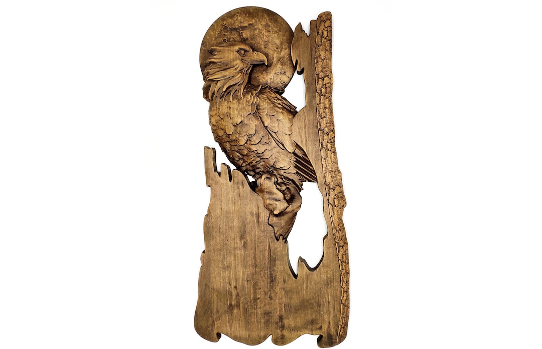 Handcrafted Wooden Eagle Wall Art – Rustic Alder Wood Decor, Perfect ...