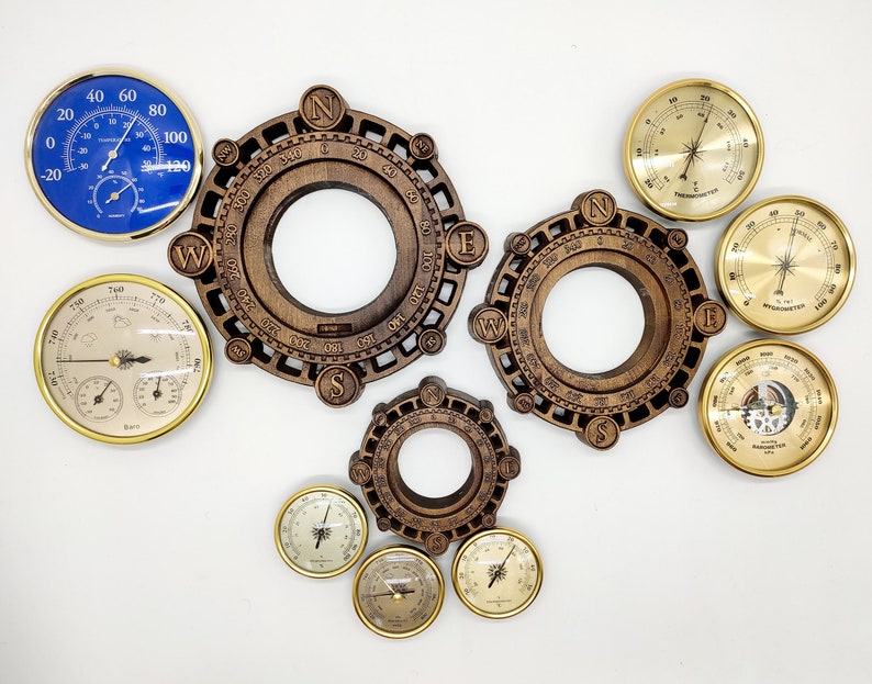 Barometer Hygrometer Thermometer, Weather Station; Wooden Wall Decor ...