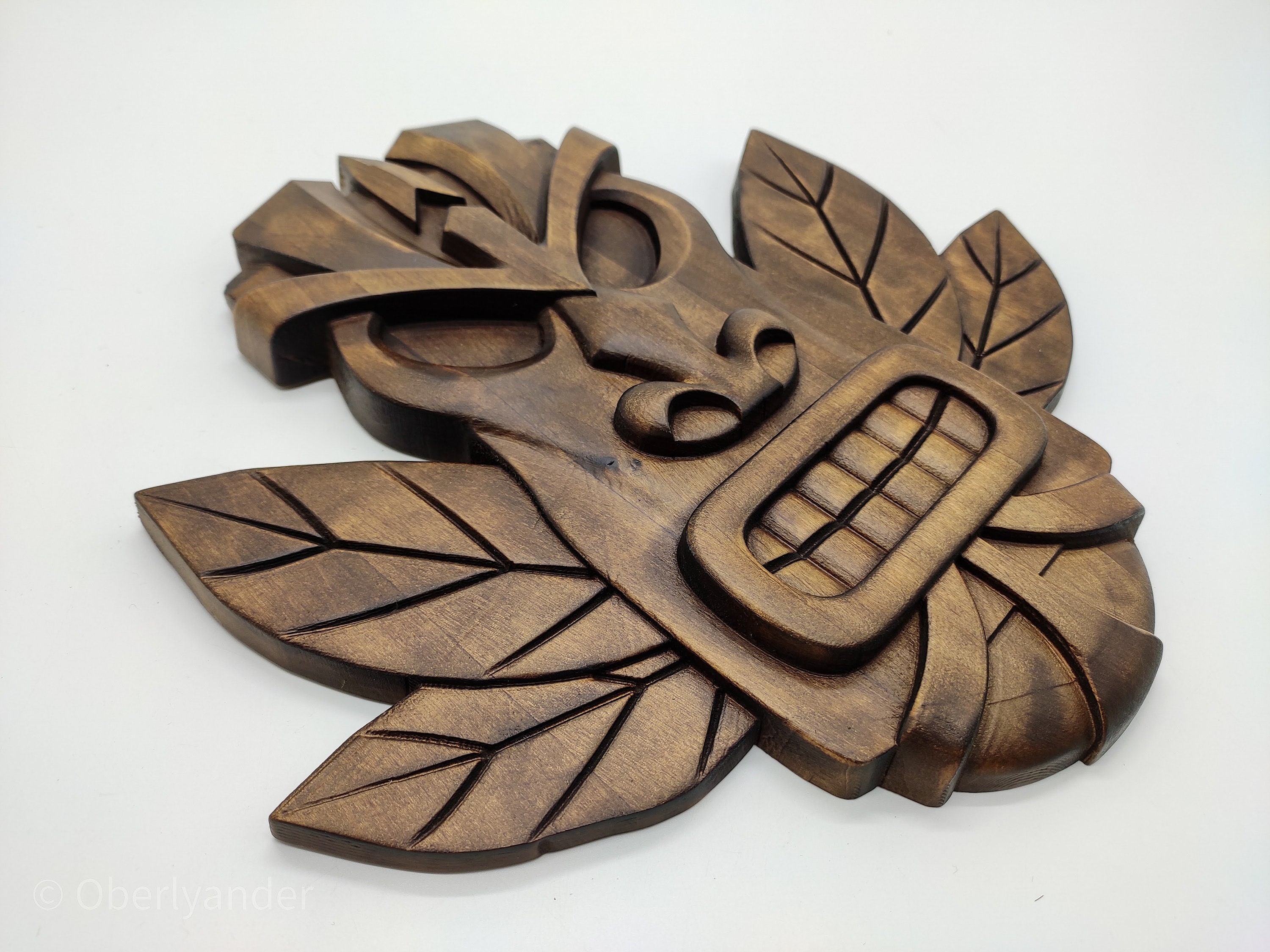 Wooden tiki mask wall art Carved wood mask Wood tribal mask | Etsy