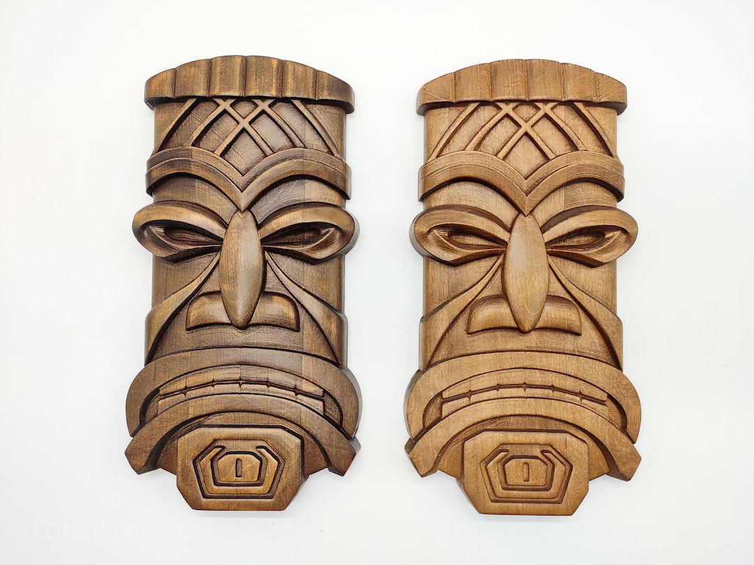 Tiki Mask Wood, African Wooden Tiki Mask, Wood Decor, Wall Decor, Wall