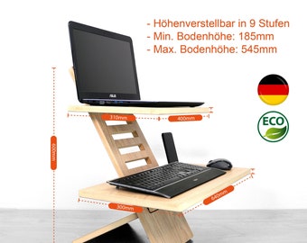 Stand Desk Medium Oak - Laptop sta-bureau, sta-bureau, laptopvergroter, sta-bureau, thuiskantoor, laptopstandaard, bureaustandaardconverter