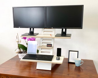 Laptop-Stehpult MAXI, Standing Desk, verstellbarer Monitoraufsatz, Steh Arbeitsplatz, Steharbeitsstation, Schreibtischerhöhung Home Office