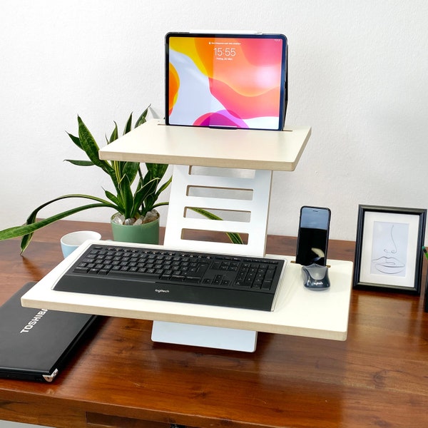 Laptop Stehpult Medium, Stand Desk Medium, Monitor-Stehtisch, Stehschreibtisch, Steharbeitsstation, Stehcomputertisch, Mobiler Arbeitsplatz