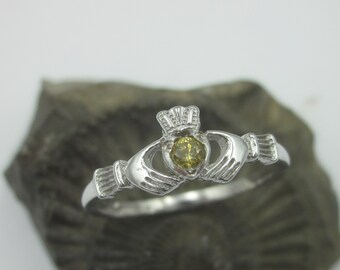 Fine 18K  Yellow diamond Claddagh Ring