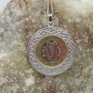 IRISH EURO COIN pendant .