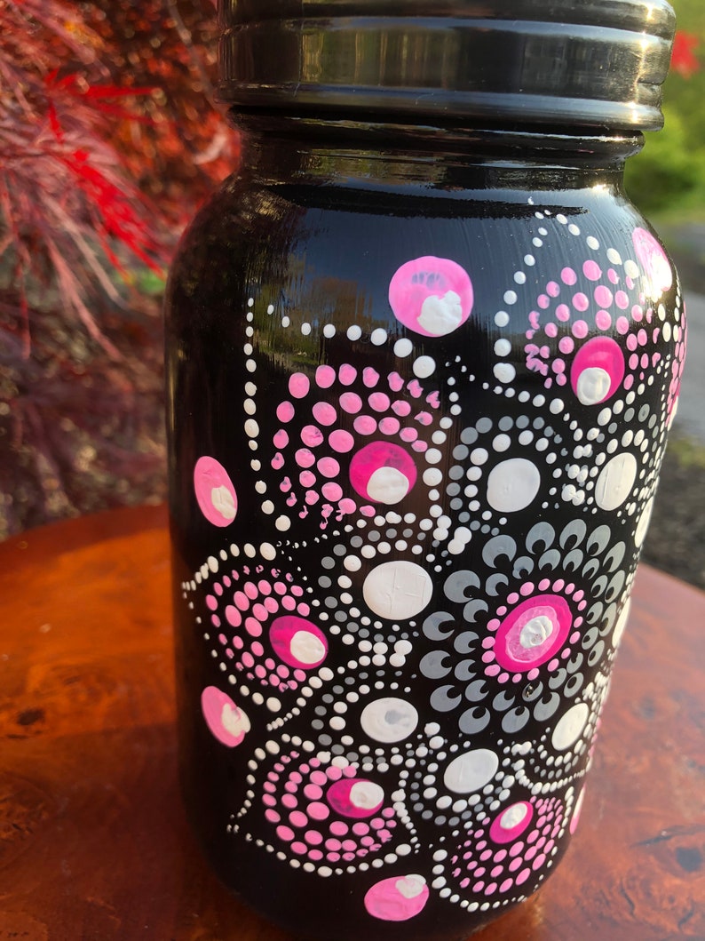 Hand Painted, Mandala Dot, Mason Jar With Pump Etsy