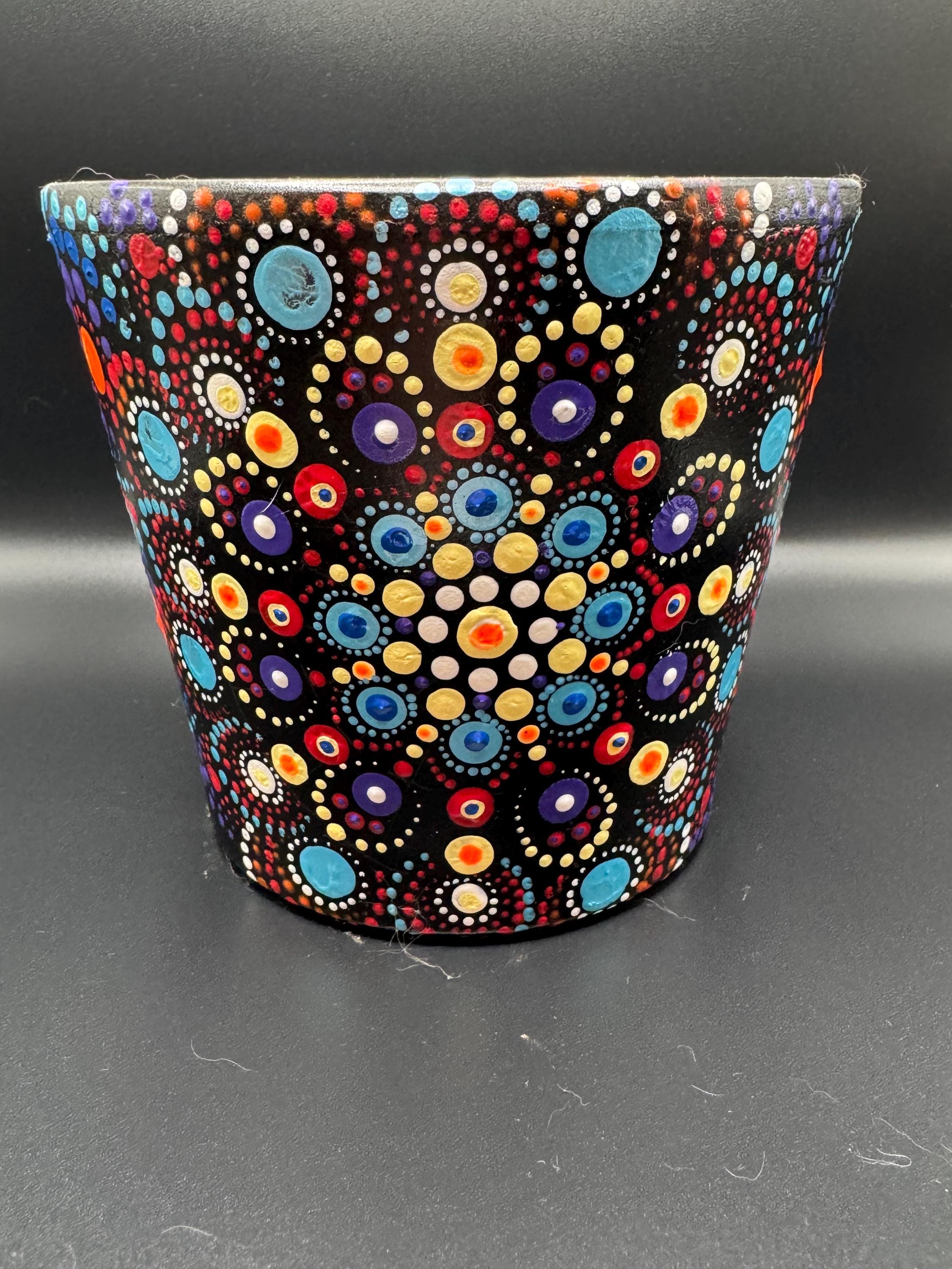 Handpainted Mandela Style Rimless Flower Pot