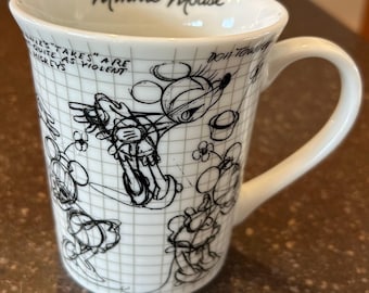 Disney Black White Sketchbook Minnie Mouse Ceramic Coffee Mug 12oz Cup