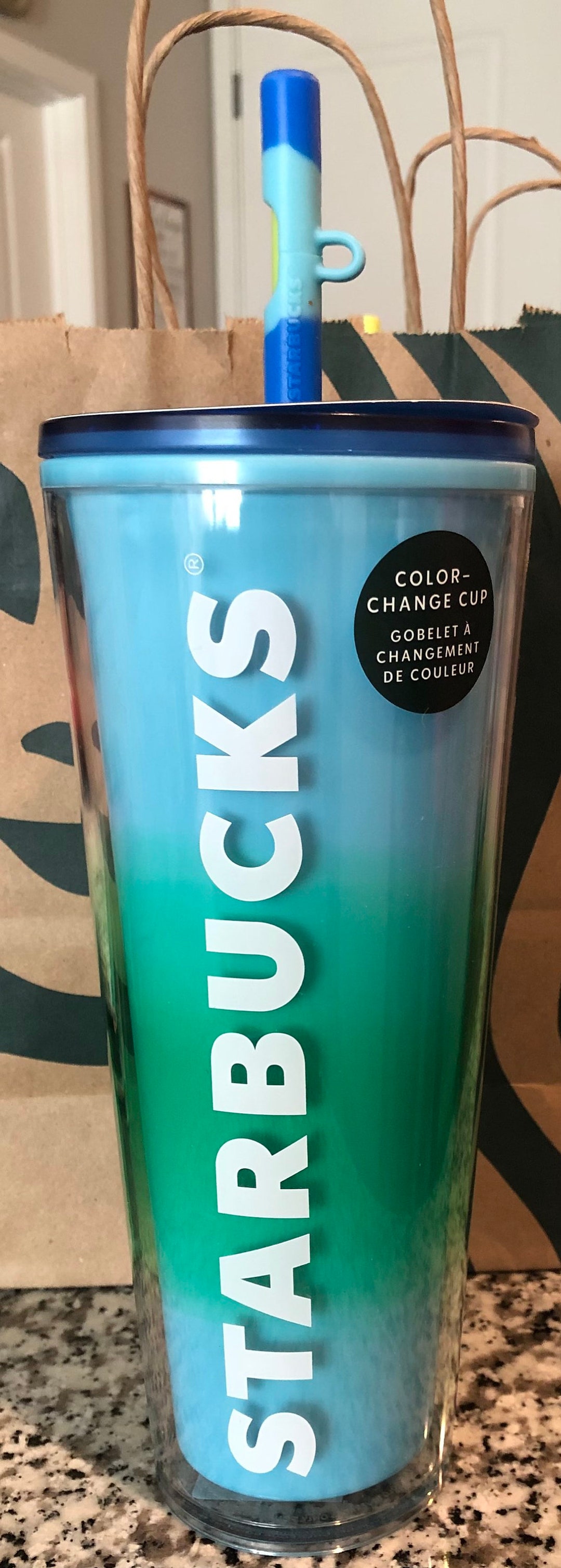 Starbucks Spring 2023 Cold Cup Color Change with Silicone Straw Topper 24oz