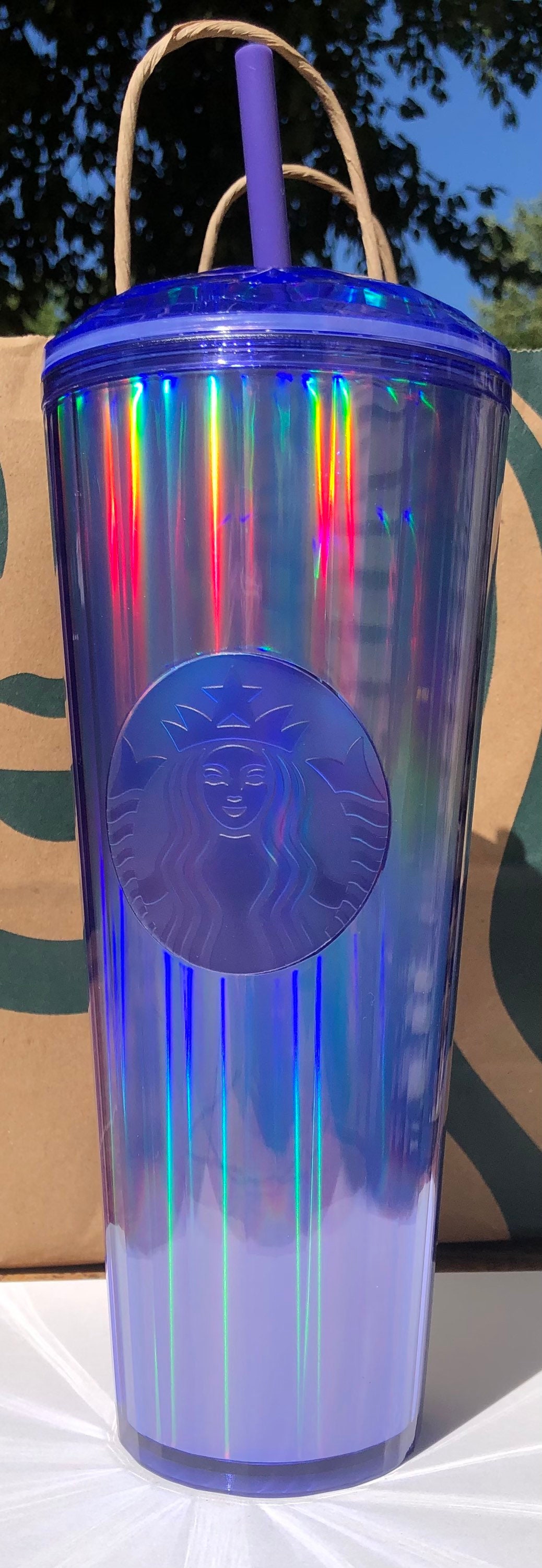 NWT Starbucks Summer 2022 Purple Kaleidoscope Dome Cold Cup Tumbler