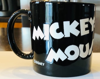 Disney Mickey Mouse Classic Vintage Black and White Embossed Coffee Mug Cup