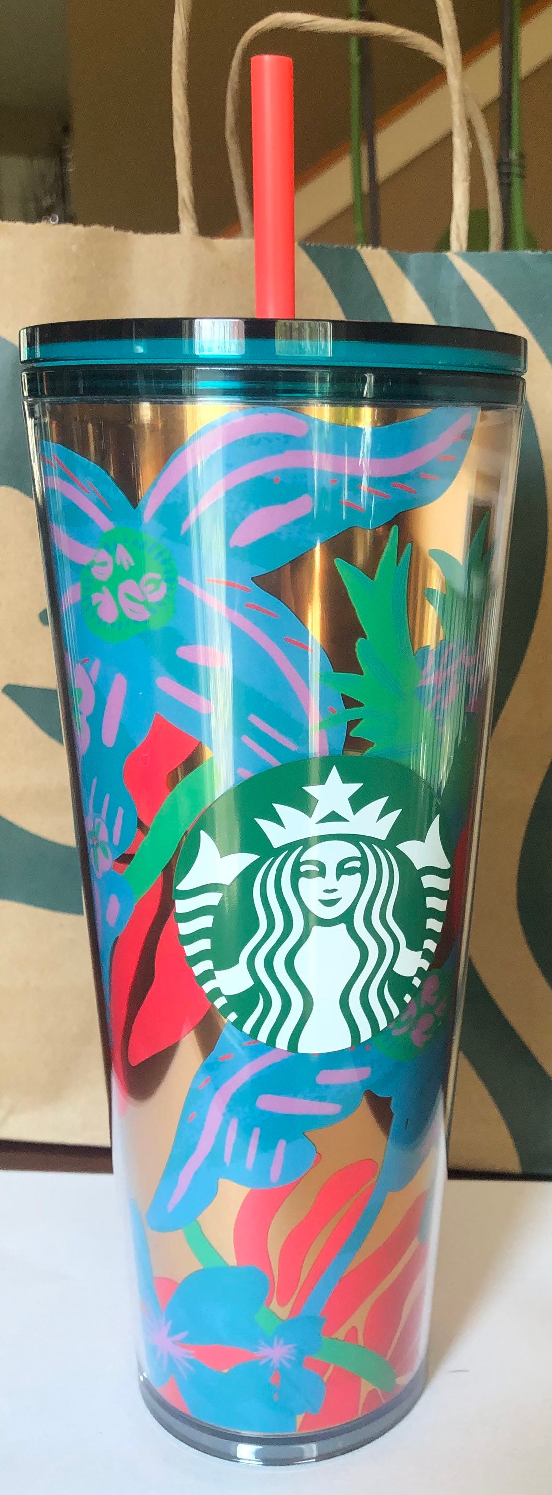 NEW Starbucks RecycledGlass Triangle Cold Cup Tumbler 16oz Grande MINT  CONDITION