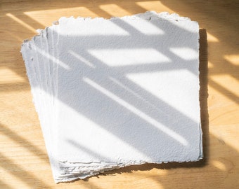 Handmade Deckle Edge Thick Watercolor Painting Paper - 15 Loose Leaf Sheets, Premium White Cold Press Textured Mixed Media Paper