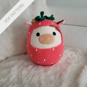 CROCHET PATTERN - 8&quot; Strawberry Moo Costume