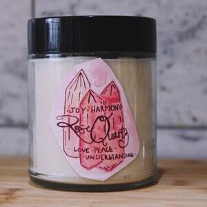 Hand Poured 8 oz Natural Crystal Healing Soy Candle - all natural soy candle made from charged crystals and natural ingredients for relaxing