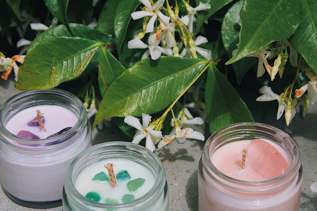 All Natural Soy Wax Candle With Crystals - Plant Derived Soy Wax ...
