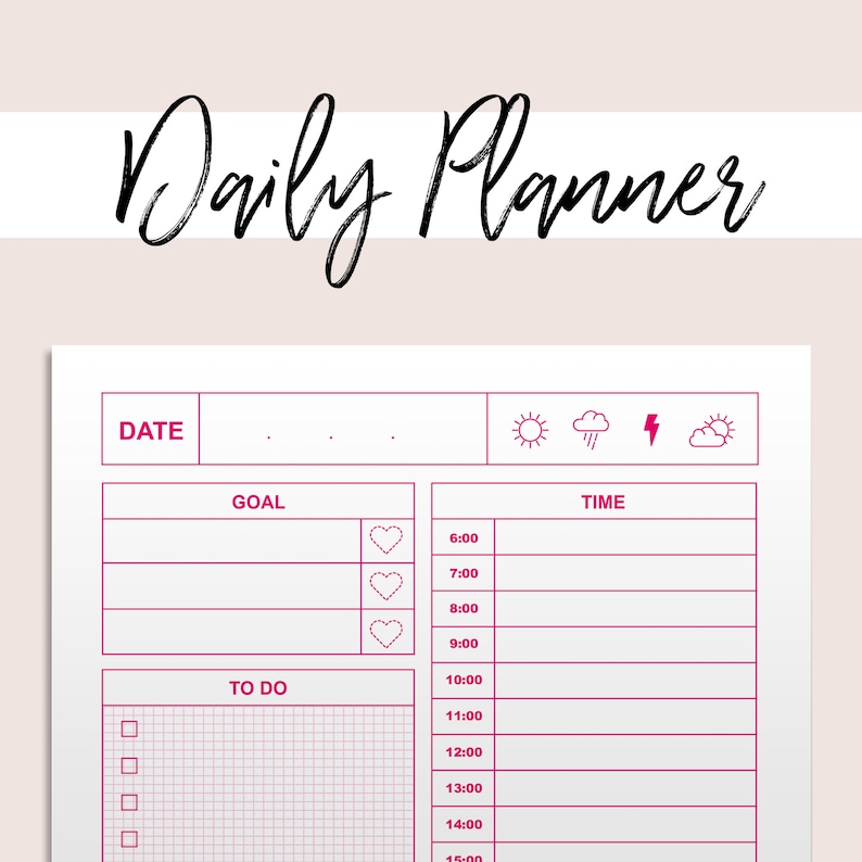 Daily Planner PRINTABLE Planner // A4 Daily Planner Inserts Etsy