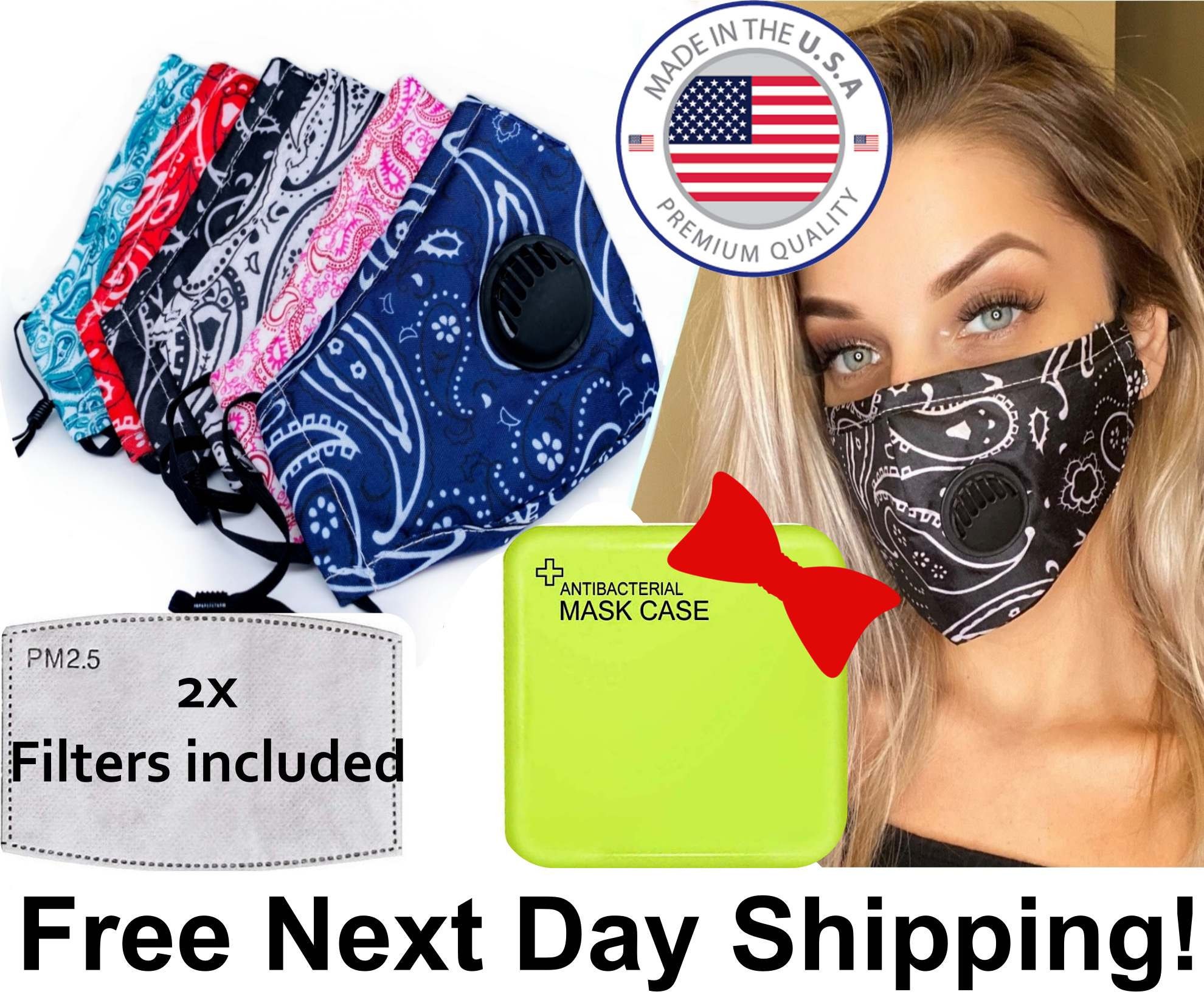Unisex Anti fog Bandana Vent Face mask with filter pocket and nose wi…