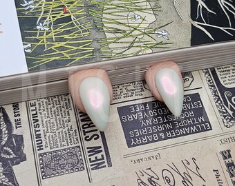 Finger bookmark set white pearl stiletto nails