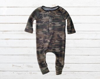 waffle knit baby romper