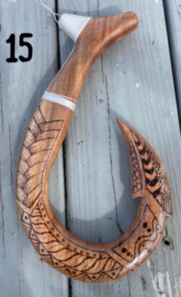 Handmade Polynesian Fish Hook Wall Decor – Engraved Hei Makau - Etsy